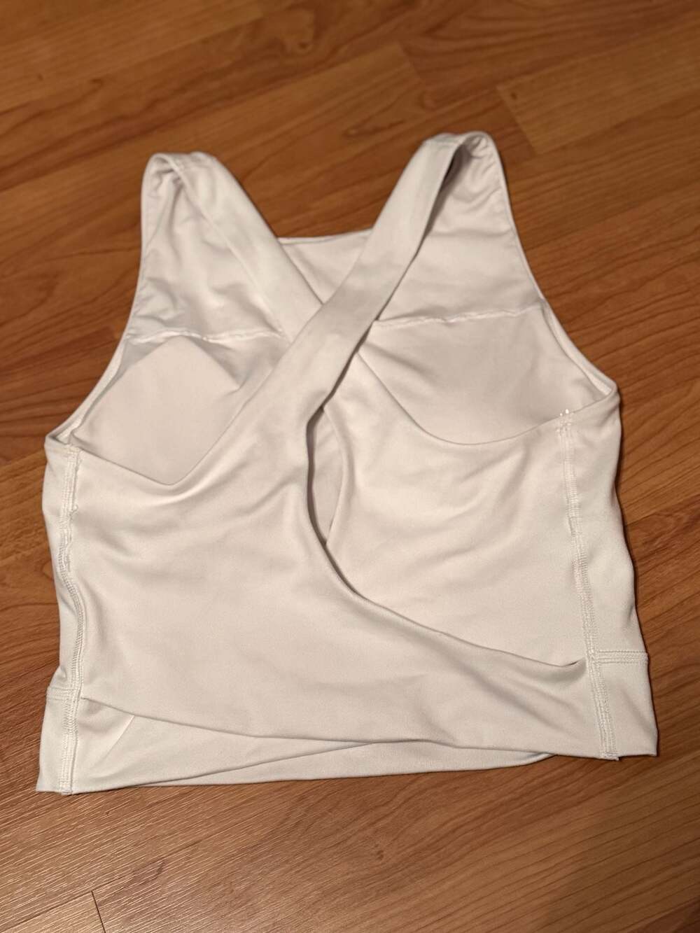 Gilly Hicks Go Recharge White High-Neck Strappy Back Crop Tank with Built-In Bra - Picture 2 of 3